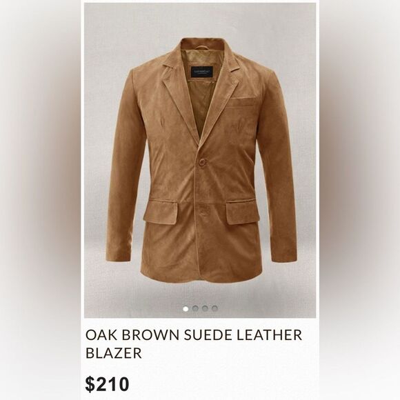 LEATHER CULT Oak Brown Suede Leather Blazer - Picture 1 of 16